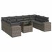 vidaXL Loungeset 10-delig met kussens poly rotan grijs