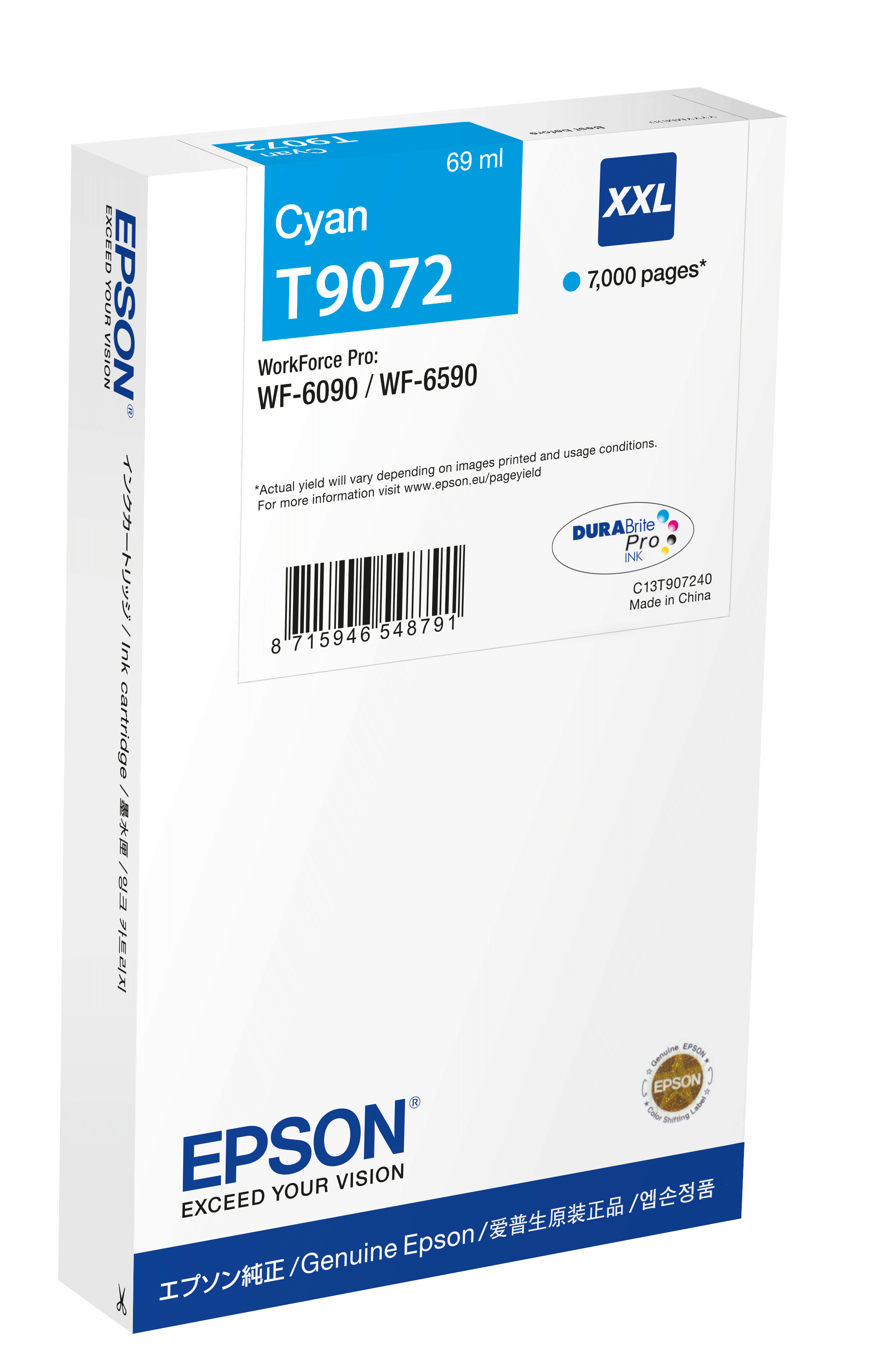 Epson T9072 / C13T907240 - Cyan XXL inktcartridge - 7000 pagina's