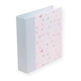 Craftelier - Gevoerd Kartonnen Album met Hartjesprint (6" x 8") | Systeem 2 Wit Metalen D-Ringen | Harde Omslagen en Stevig | Formaat 22,5 x 23 x 6 cm - Wit en Pastel Blauw