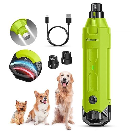 Gimars Nagelslijper Voor Honden, 6 Snelheden Met 2 LED-Lampjes, Ultrastil, 12000 RPM, Verstelbare Hondenpootslijper Met USB, Geschikt Voor Grote, Middelgrote En Kleine Katten En Honden, Groen