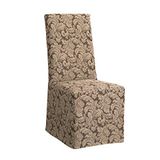 Sure Fit Scroll Box Kussen Volledige Eetkamer Stoel Cover, Bruin