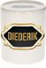 Bellatio Decorations Shoppartners Bv Spaarpot met voornaam Diederik - wit - met goud/zwart embleem - 8 x 9 cm - keramiek - met afsluitdop - cadeau verjaardag