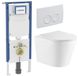 Geberit QeramiQ Dely Toiletset - Toilet suspendu - Réservoir encastré - Sans bride - Cuvette à la française - PK - Double chasse - Abattant avec frein de chute - Céramique - Blanc brillant