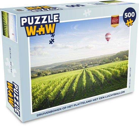 MuchoWow Puzzel Luchtballon - Druivenplant - Licht - Legpuzzel - Puzzel 500 stukjes - Sinterklaas cadeautjes - Sinterklaas voor grote kinderen