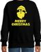 Bellatio Decorations Kersttrui voor jongens/meisjes - Merry Christmas - zwart - glitter geel 110/116