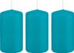 Trend Candles Cilinderkaars/stompkaars - 3x - turquoise - 6 x 12 cm - 40 branduren