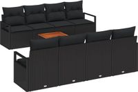 vidaXL Tuinbank Set Zwart Polyrattan