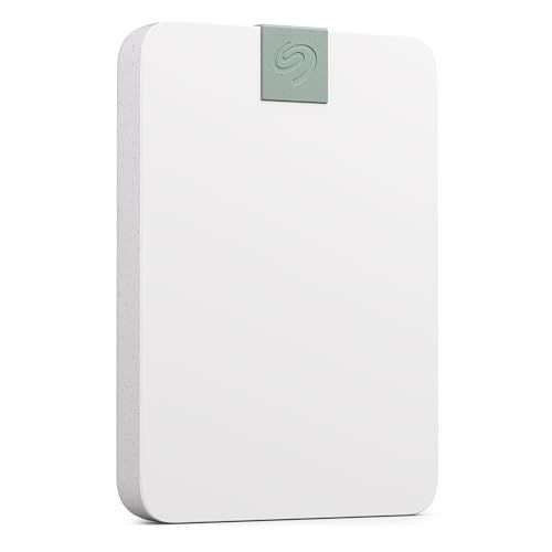 Seagate Ultra Touch HDD, 2TB, externe harde schijf, Mac & Chromebook, gerecycled materiaal, USB-C-compatibiliteit met pc, Mylio inbegrepen, Cloud White, Data Rescue Service (STMA2000400)