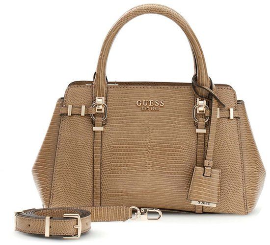 GUESS Leona Multi Compartment Satchel Handtas Beige Lichtbruin
