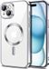 Techsuit Hoesje geschikt voor Apple iPhone 15 - Luxury Crystal Back Cover - Geschikt voor MagSafe - Transparant/Zilver