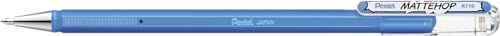 Pentel K110-VSX Mattehop Gel rollerball met zeer dekkende inkt in matte afwerking, model met dop, 1 stuk, hemelsblauw
