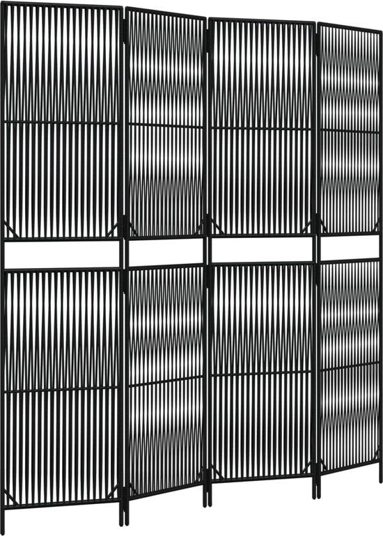 vidaXL Kamerscherm 4 panelen poly rattan zwart