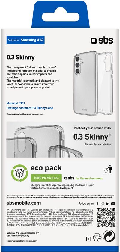 SBS TESKINSAA16 mobiele telefoon hoesje voor Samsung Galaxy A16 - Transparant