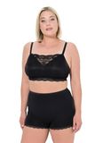Ulla Popken - Dames - Bralette zachte cups kant zonder beugel - Zwart - Maat 110D