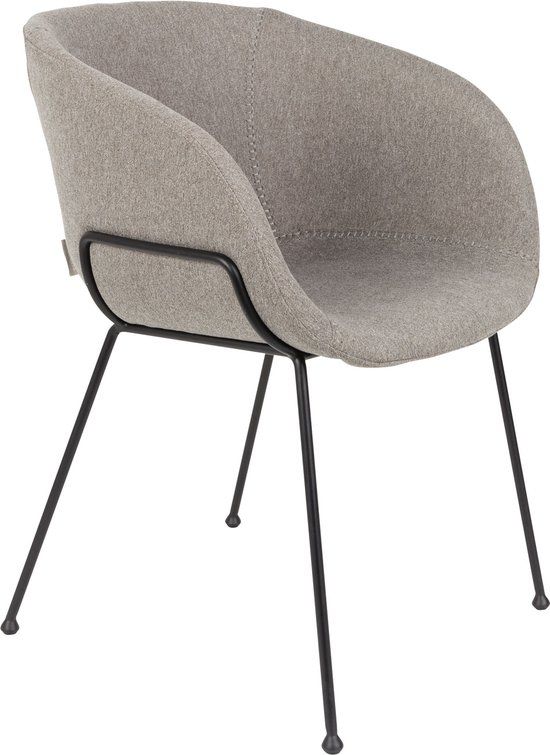 Zuiver Feston Eetkamerstoelen - Set van 2 - Grijs - Met armleuning