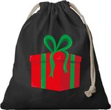 Bellatio Decorations 1x Kerst Cadeau cadeauzakje zwart met sluitkoord