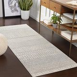 Livabliss Adele Buenos Aires Geometrische tapijtloper, 80 x 220 cm, Scandi neutraal boho-patroon voor hal, woonkamer en keuken, onderhoudsvriendelijke pool, grijs ivoor