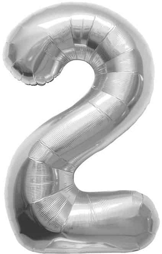 Folat - Folieballon Cijfer 2 Zilver - 86 cm
