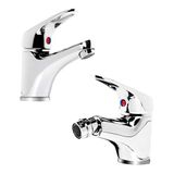 Set van 2 kranen voor badkamer en bidet van verchroomd messing, 1 paar mengkranen