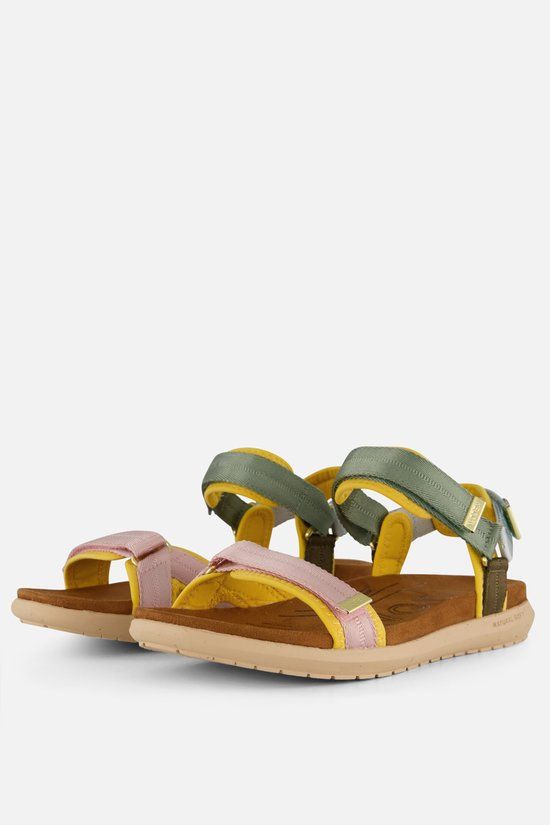 Woden Sandalen Line Lite Vrouwen 40 911 Algae Multi Platte sandalen Textiel Rubber Klittenband Lente/Zomer 2025