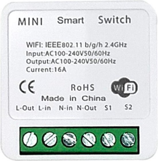 Be-Life ® Slimme mini inbouwschakelaar | Smart Switch | Wifi Relay Switch