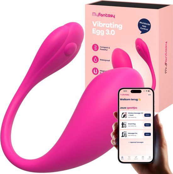 MyFantasy Vibrerend Ei met App 3.0 - Abonnementsvrije Nederlandse App - Vibrators voor Vrouwen - Clitoris Stimulator - Seksspeeltjes voor Koppel - Remote Vibrator Tril Ei - Kamasutra Eitjes - Sex Toys voor Koppels - Roze
