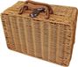 Koffer van kunststof riet in retrostijl, opbergmand van wilg, make-up organizer, leren riemen, metalen sluiting, stevige box voor picknick, kamperen en reizen – L mand