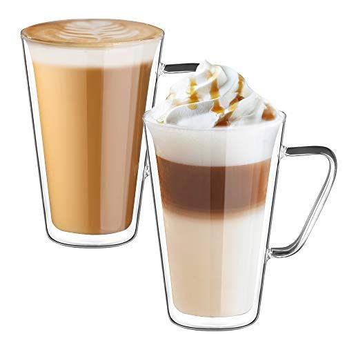ecooe Dubbelwandige latte macchiato-glazen, set van 2 stuks, 450 ml