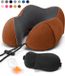 SKYCASES Nekkussen Set 3-delig - Ergonomisch Memory Foam Reiskussen met Oogmasker en Oordoppen - Bruin
