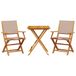 vidaXL 3-delige Bistroset met Stoffen Bekleding en Massief Hout - Taupe