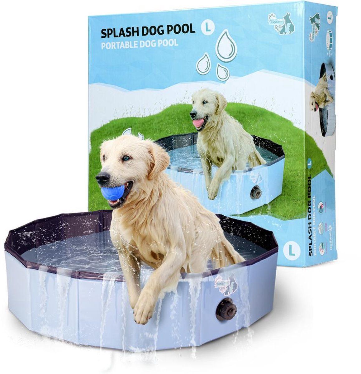 Coolpets Splash Dog Pool - Large: ø 120 x 30 cm - Verkoelend zwembad voor honden