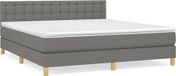 vidaXL Boxspring met matras stof donkergrijs 160x200 cm