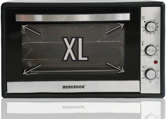 Merkador XXL Vrijstaande Oven - 70 Liter - 2000 Watt - Hetelucht - Eenvoudig Te Reinigen Granietcoating