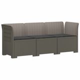 vidaXL 3-zits tuinbank met kussens in rattanlook PP Lichtgrijs