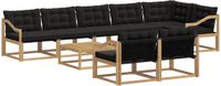 vidaXL Hoek loungeset 8 zitplaatsen Acacia hout Wit en zwart