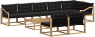 vidaXL Hoek loungeset 8 zitplaatsen Acacia hout Wit en zwart