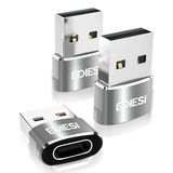 Ediesi, USB C Adapter, Pack 3, voor snel opladen en gegevenssynchronisatie, Compatibel met iPhone 15/14/13, iPad, Galaxy, CarPlay, AirPods (Zilver)