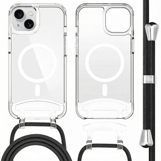imoshion Hoesje - Geschikt voor iPhone 15 - Geschikt voor MagSafe Backcover met afneembaar koord - Transparant