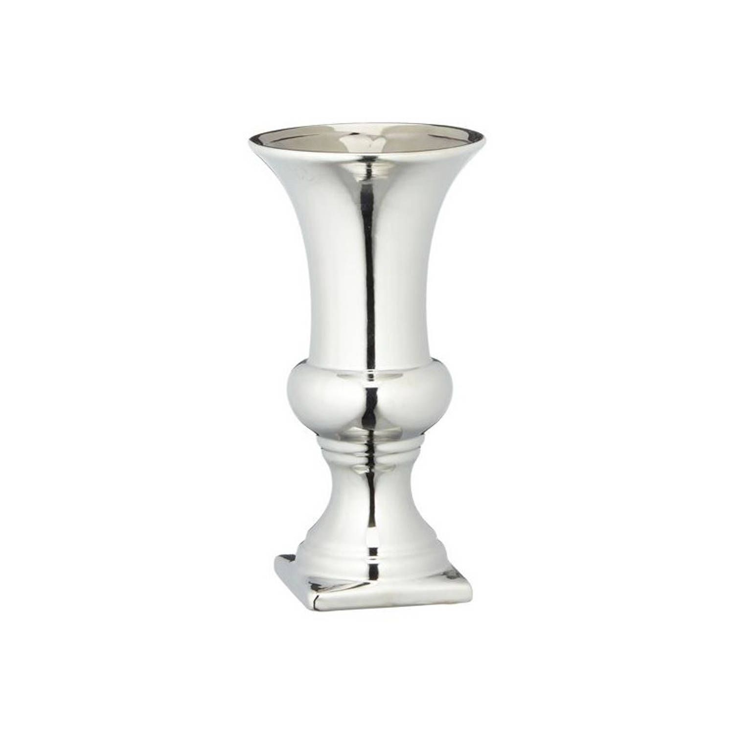 Zilveren Kelk Bloemenvazen Keramiek 25 x 13 cm - Zilver