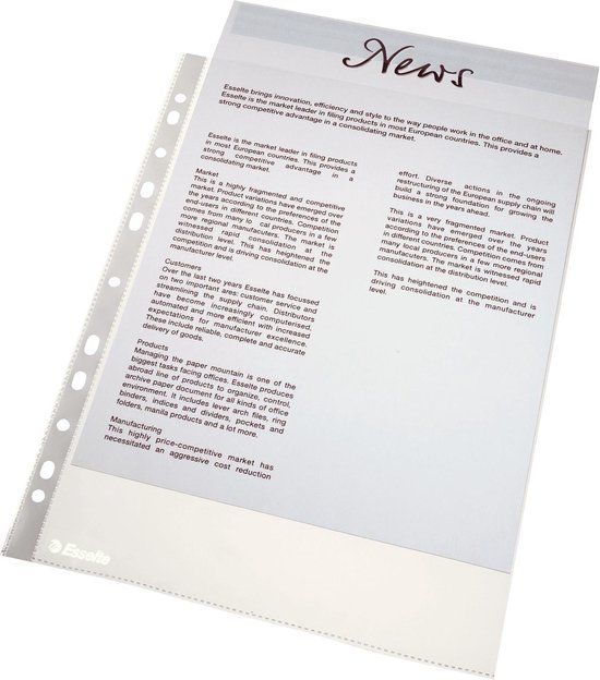 Esselte Economy Showtassen A4 - 100 stuks - Transparant