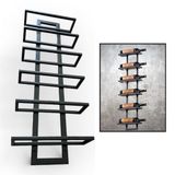 Catrinaz® Wijnrek Muur voor 6 Flessen – Wand Wijnrek van Hoogwaardig Staal – Mat Zwart Industrieel Design – Ruimtebesparend & Decoratief