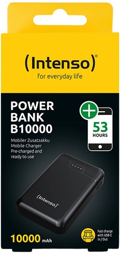 Intenso B10000, 10000 mAh, Lithium-Polymeer (LiPo), Zwart
