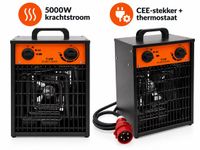 HOME It Werkplaatskachel 5000W - Industriële Bouwkachel 400V Krachtstroom - Met CEE-stekker - Thermostaat - IPX4 - Metaal