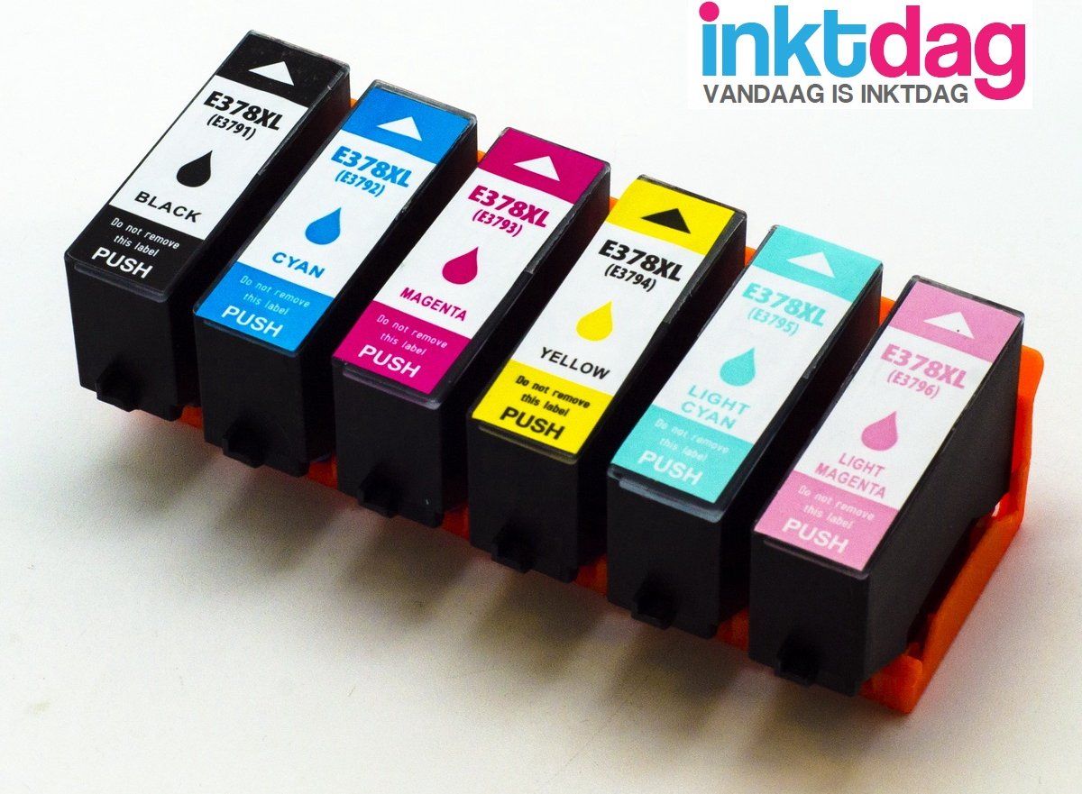 inktdag Inktcartridge voor Epson 378XL/ Epson 378 Multipack (6 stuks) - Zwart, Geel, Cyaan, Magenta
