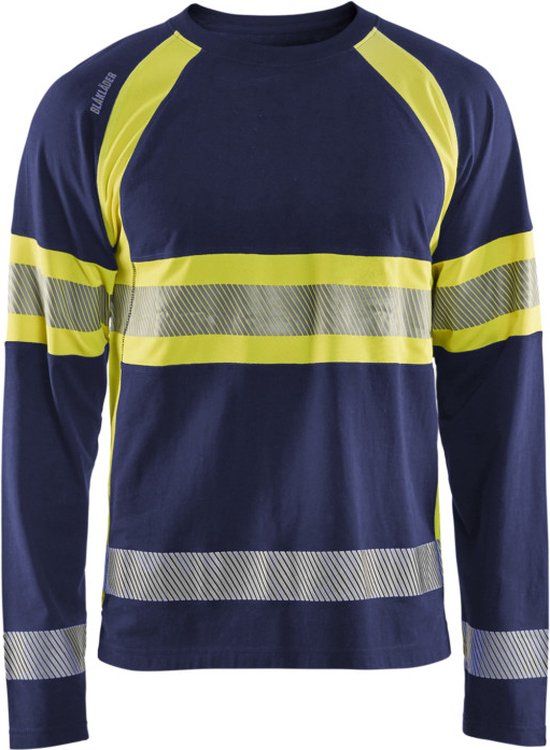 Blaklader High Vis T-shirt lange mouwen 3510-1030 - Marine/High Vis Geel - 4XL