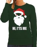Bellatio Decorations Devil Santa Kerst sweater / kersttrui hi its me groen voor dames - Kerstkleding / Christmas outfit XS