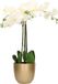 Mica Decorations Orchidee kunstplant wit - 75 cm - inclusief bloempot goud glans