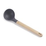 LACOR 68187 Unite lepel, serveerlepel, beukenhouten handvat, beschadigt de pan, bestand tegen hoge temperaturen, BPA-vrij, lengte: 32,5 cm, Ø9 cm, 130 ml, grijs