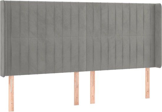 VidaXL Hoofdbord met randen 183x16x118/128 cm fluweel lichtgrijs