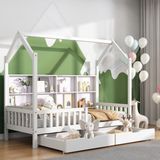 Merkloos Huis Kinderbed 90x200 Wit